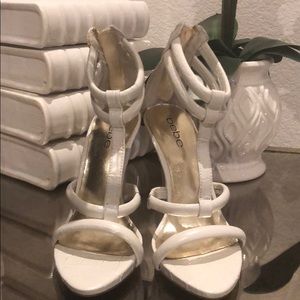 White croc Bebe caged heel size 6